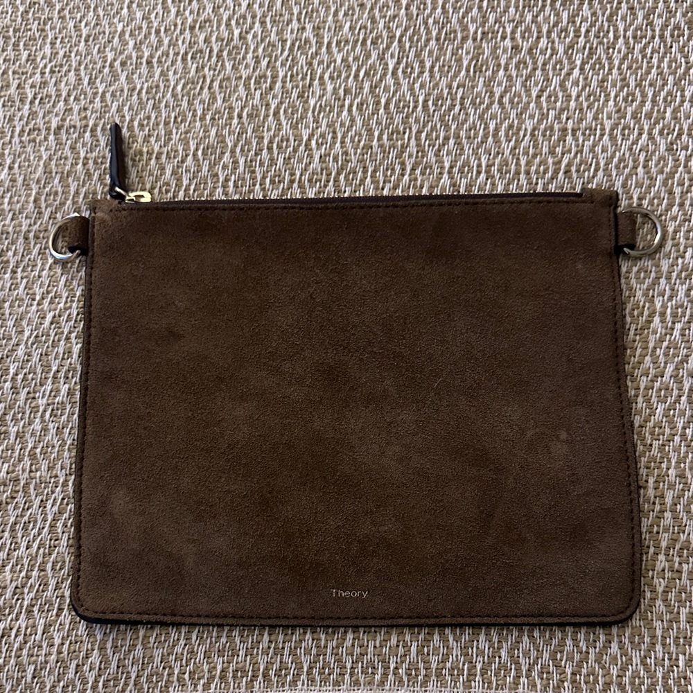 Theory Dark Brown Suede Pouch